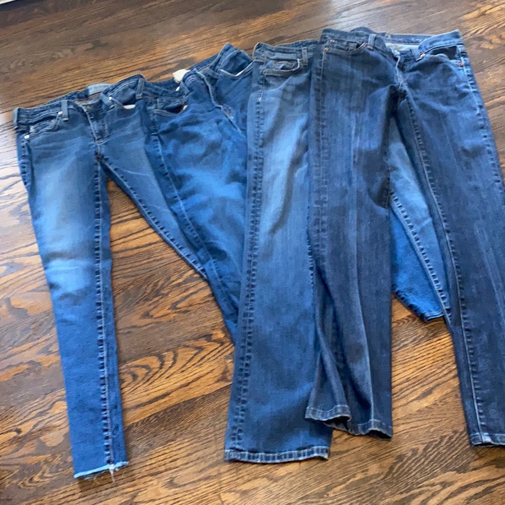 Jeans, size 26, four pair (2/skinny, 2 boot leg), all denim (great price)